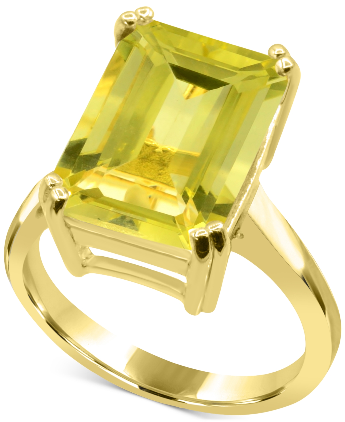 Green Quartz Emerald-Cut Statement Ring (6-7/8 ct. t.w.) in 14k Gold-Plated Sterling Silver (Also  - Lime Quartz