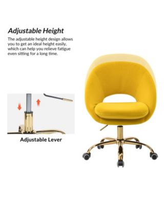 Modern Velvet Office Chair with Adjustable Swivel for Study Vanity
