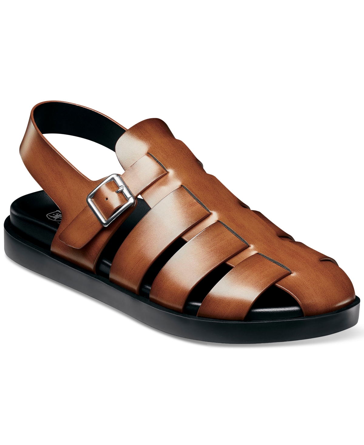 Shop Stacy Adams Men's Montego Slingback Faux-leather Buckle Sandals In Cognac