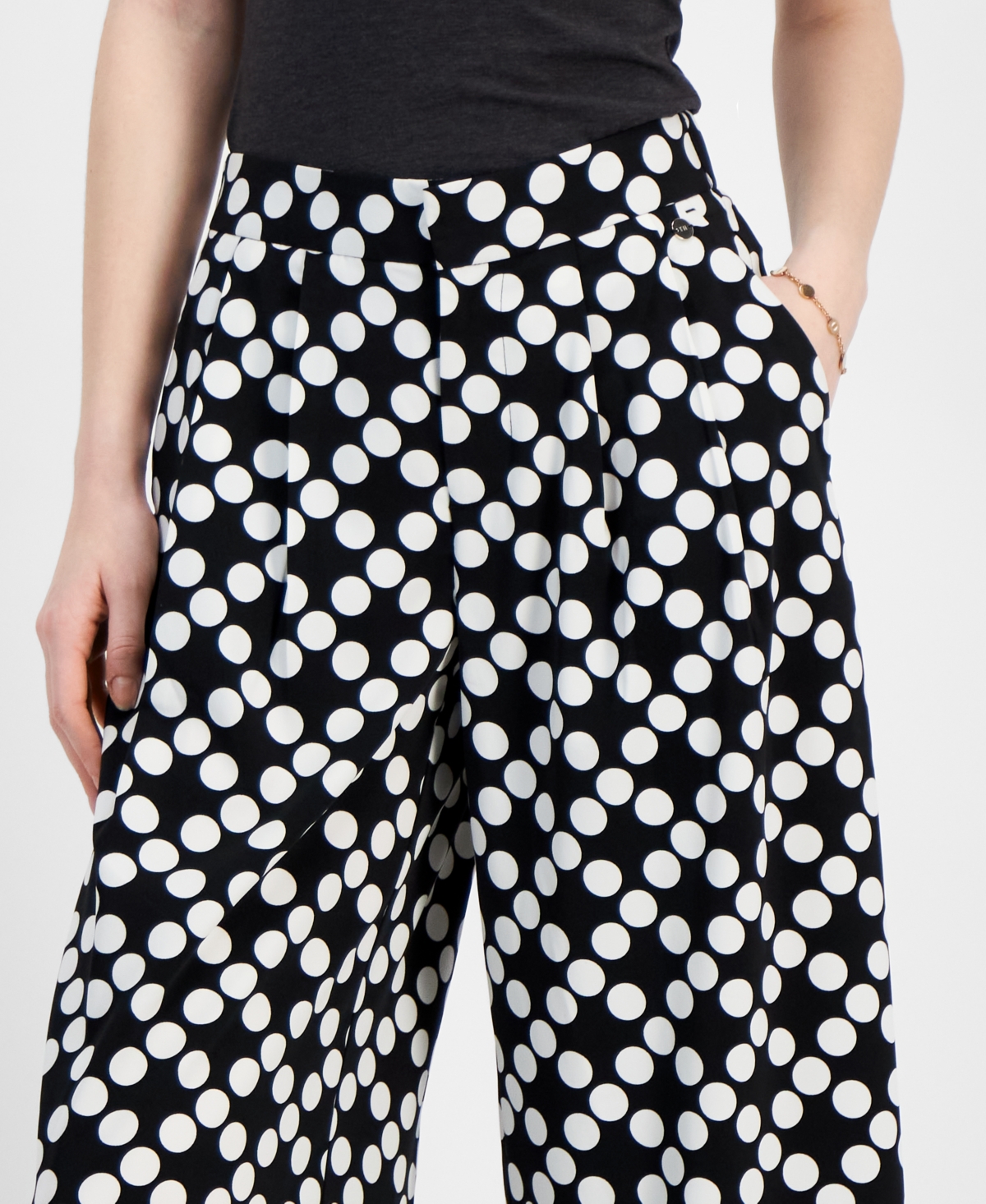 Tommy Hilfiger Women's Printed High-Rise Wide-Leg Pants -ivy