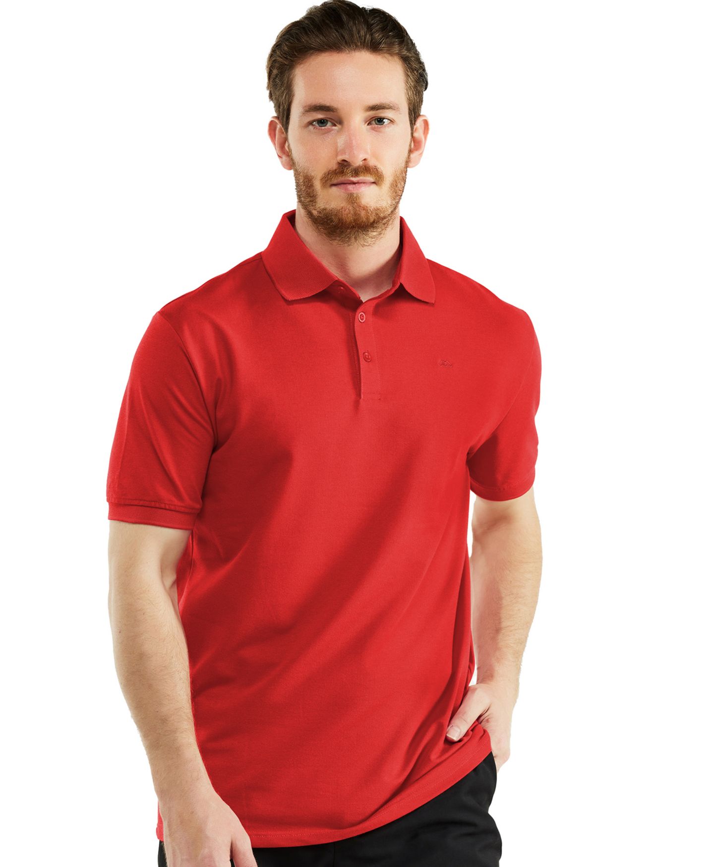Мужская рубашка Mio Marino Classic-Fit Cotton-Blend Pique Polo Shirt Big & Tall, цвет: Красный — фото 2
