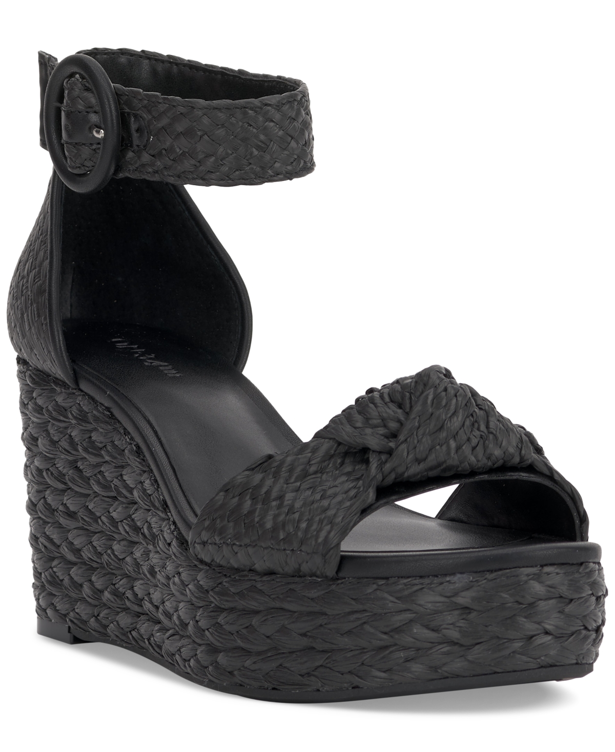 Shop On 34th Women's Nihari Knot Wedge Sandals, Created For Macy's In Black Raffia