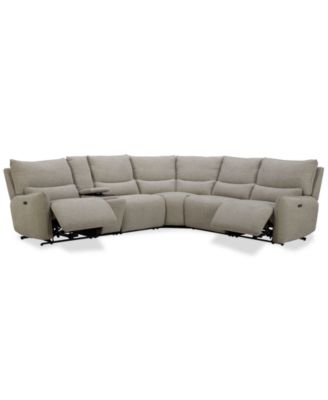 Olper 6-Pc. Fabric Zero Wall Sectional Sofa with Two Power Motion Pieces & Console, Created for Macy's