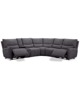 Olper 6-Pc. Fabric Zero Wall Sectional Sofa with Two Power Motion Pieces & Console
