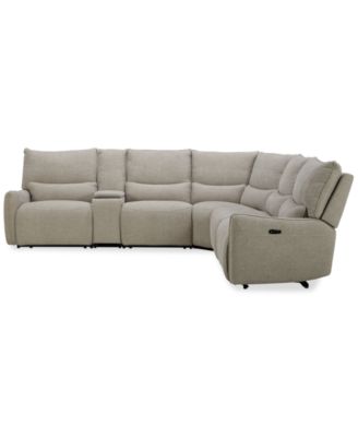 Olper 6-Pc. Fabric Zero Wall Sectional Sofa with Three Power Motion Pieces & Console, Created for Macy's