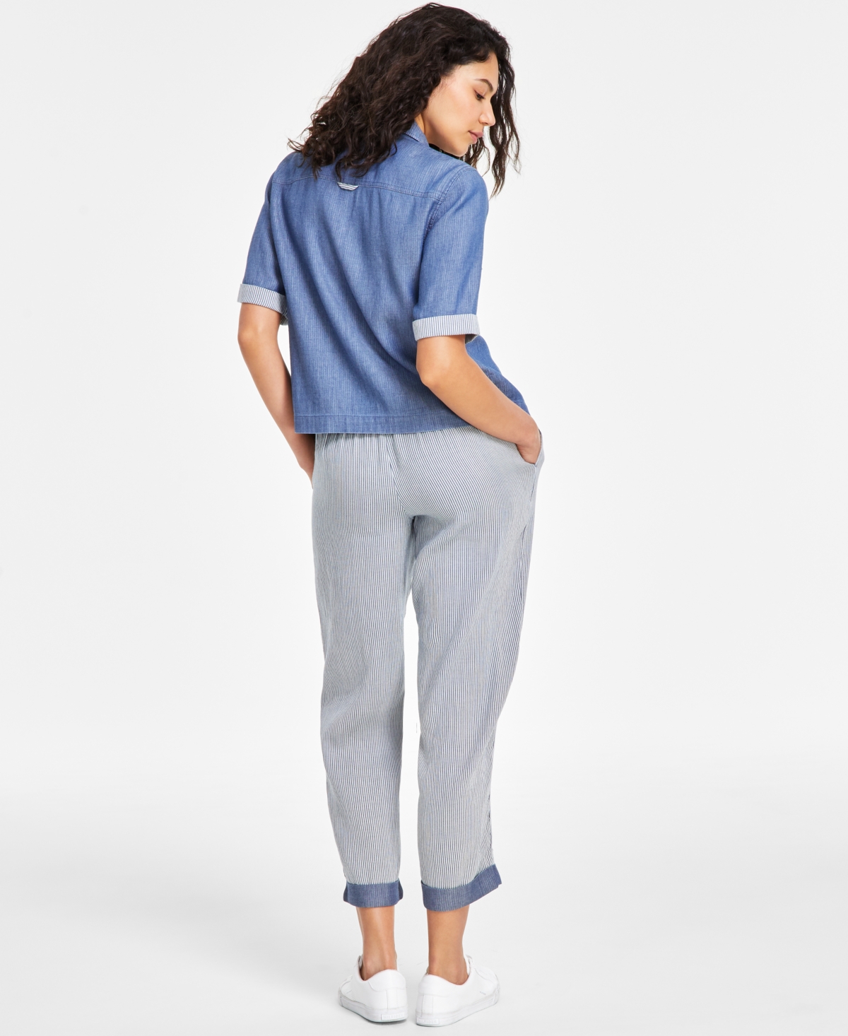 Tommy Hilfiger Women's Cotton High-Rise Tie Pants