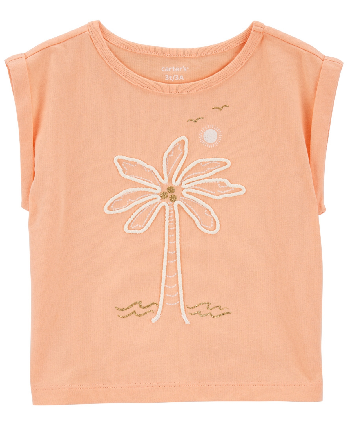 Shop Carter's Toddler Girls Palm Tree Knit Tee In Coral