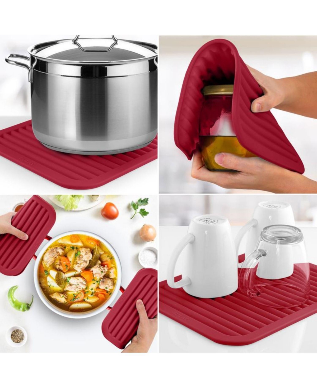 Zulay Kitchen Silicone Trivets for Hot Pots and Pans - Multi-Purpose & Versatile Trivet Mat