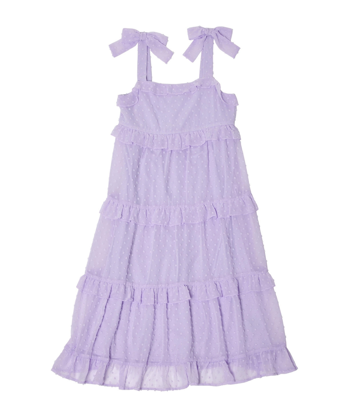 Shop Trixxi Big Girls Tie Shoulder Tiered Ruffle Casual Dress In Purple