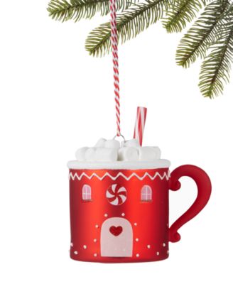 Holiday Lane - Christmas Cheer Red & White Coffee Cup Ornament