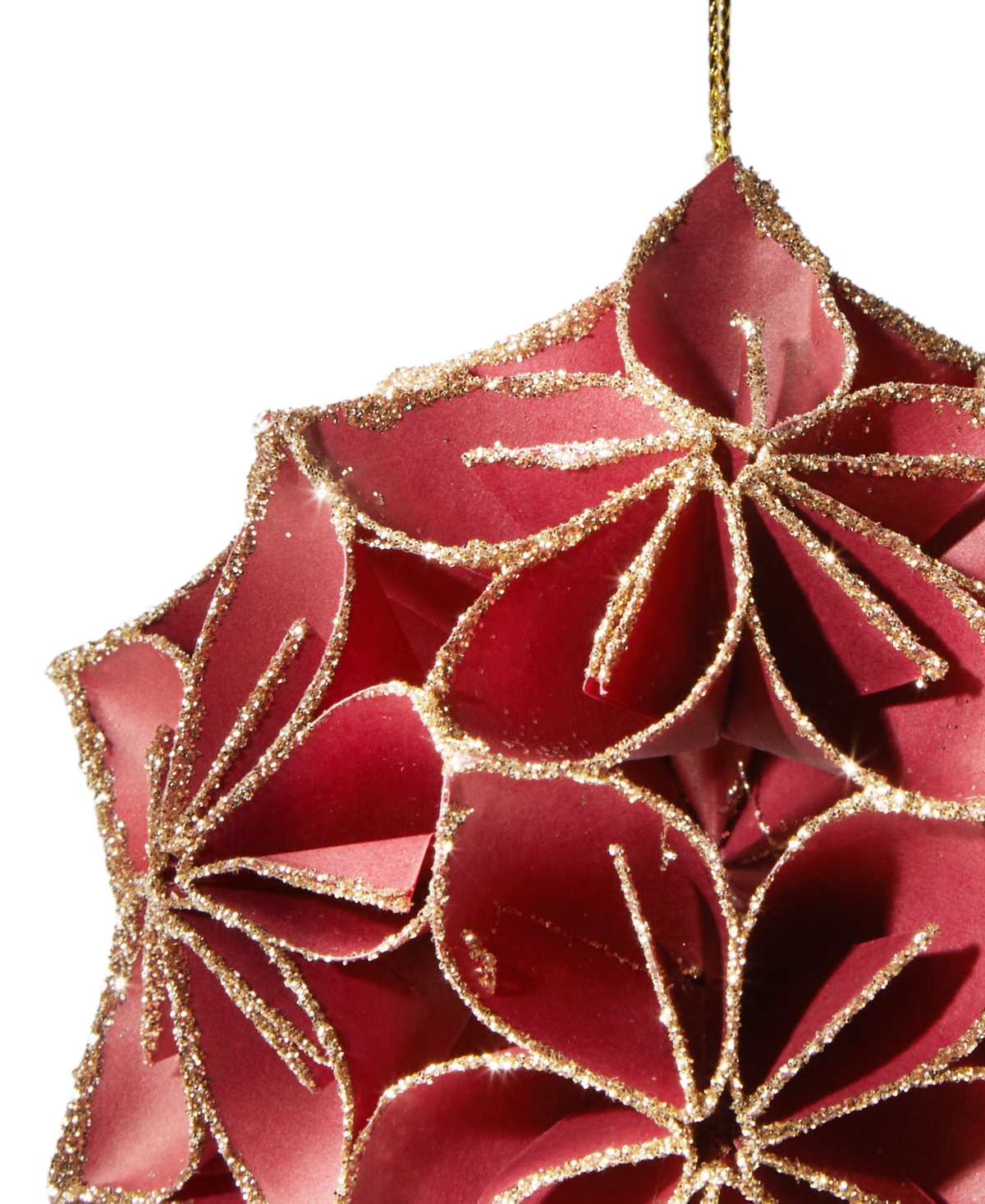 Holiday Lane Burgundy & Blush Paper Flower Ornament, Exclusively at Macy's