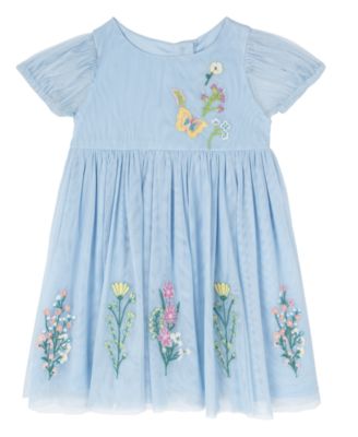 Rare Editions Baby Girl Flower and Butterfly Embroidery Dress - Macy's