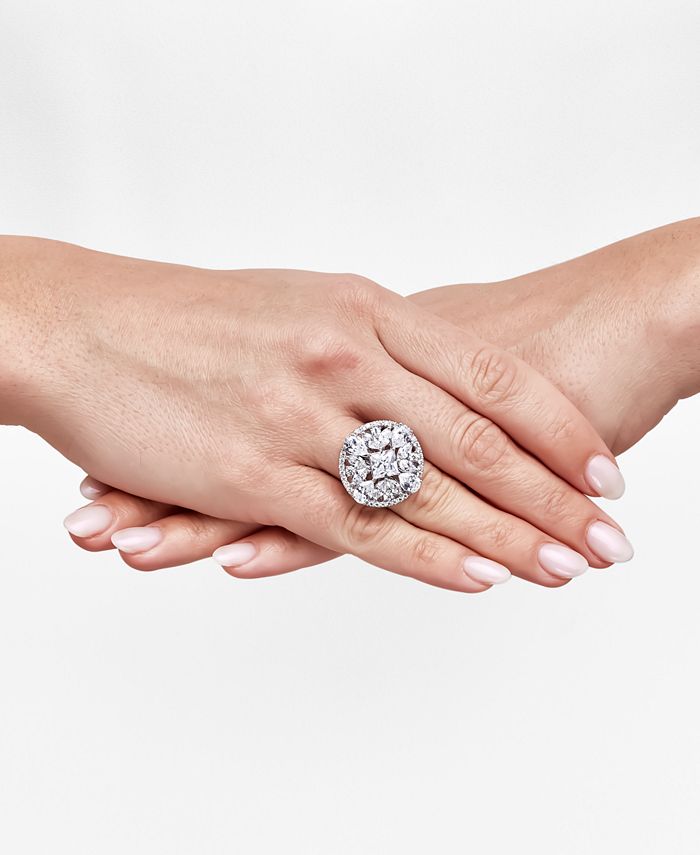 Arabella Cubic Zirconia Mixed Cut Circle Cluster Statement Ring in