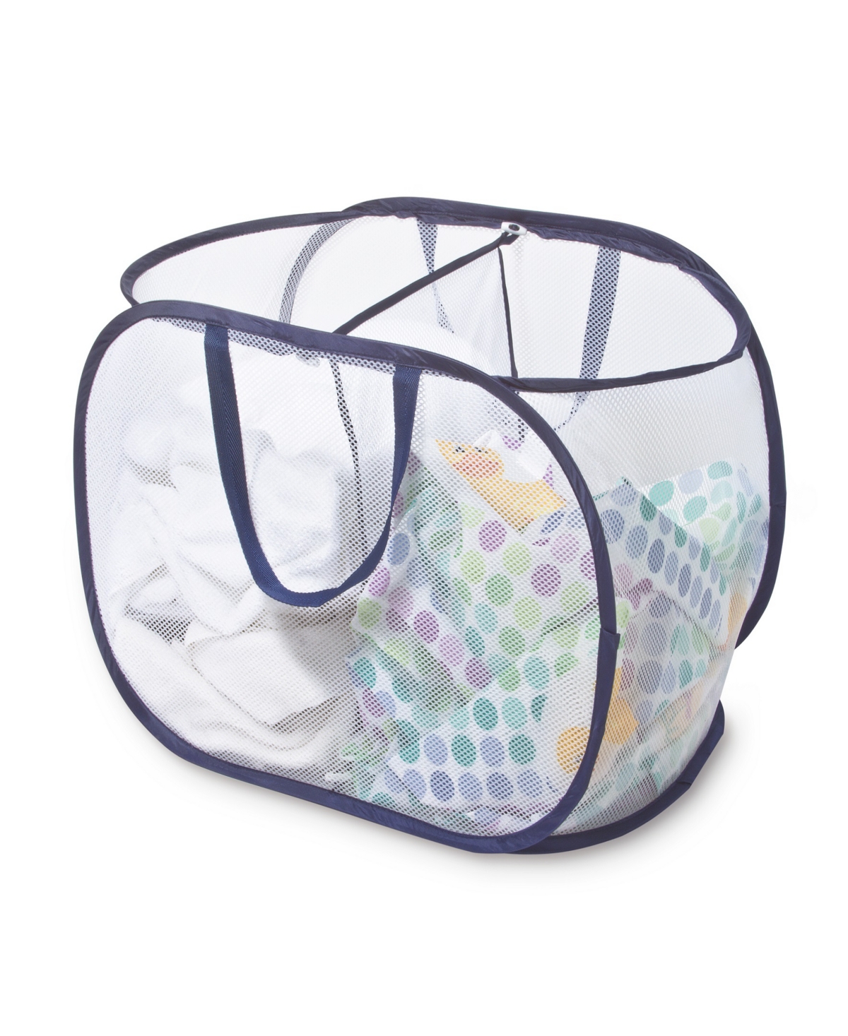 Smart Design Deluxe Mesh Pop-up 2-compartment Laundry Sorter Hamper In White