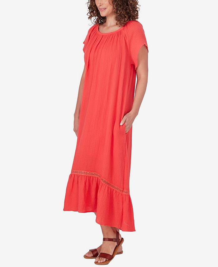 Ruby Rd. Petite Gauze Short Sleeve High/Low Dress - Macy's