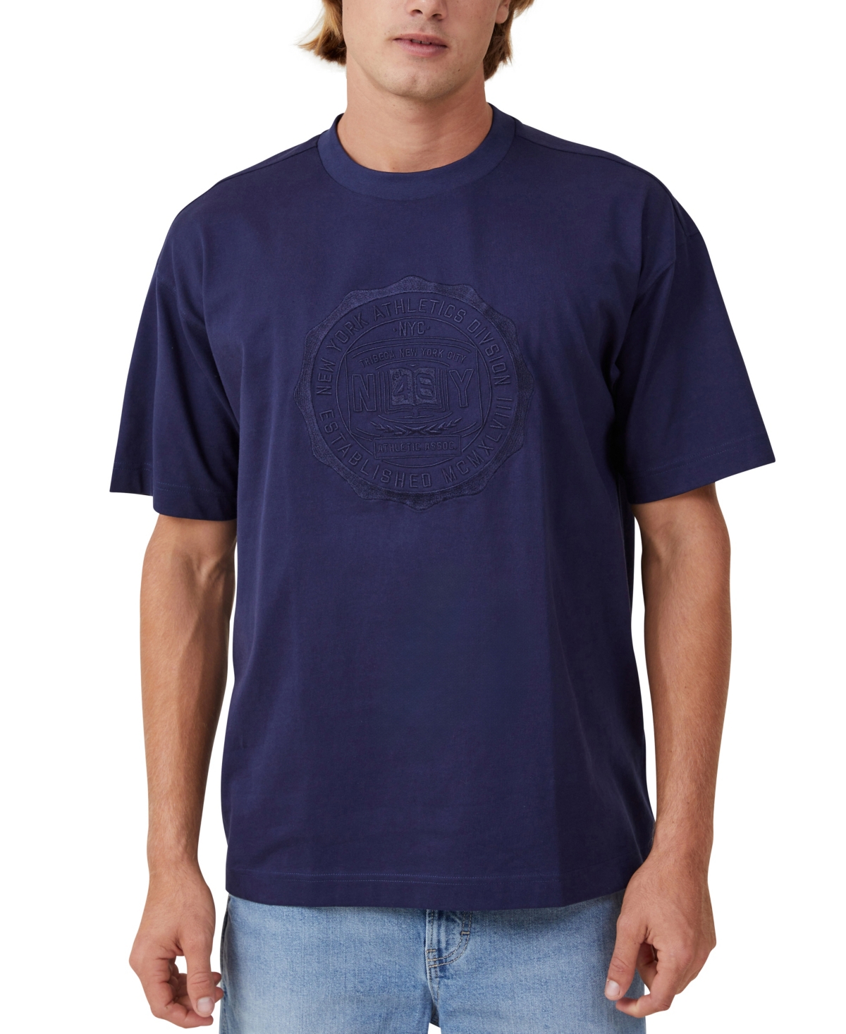 Men's Box Fit College T-Shirt - Blue