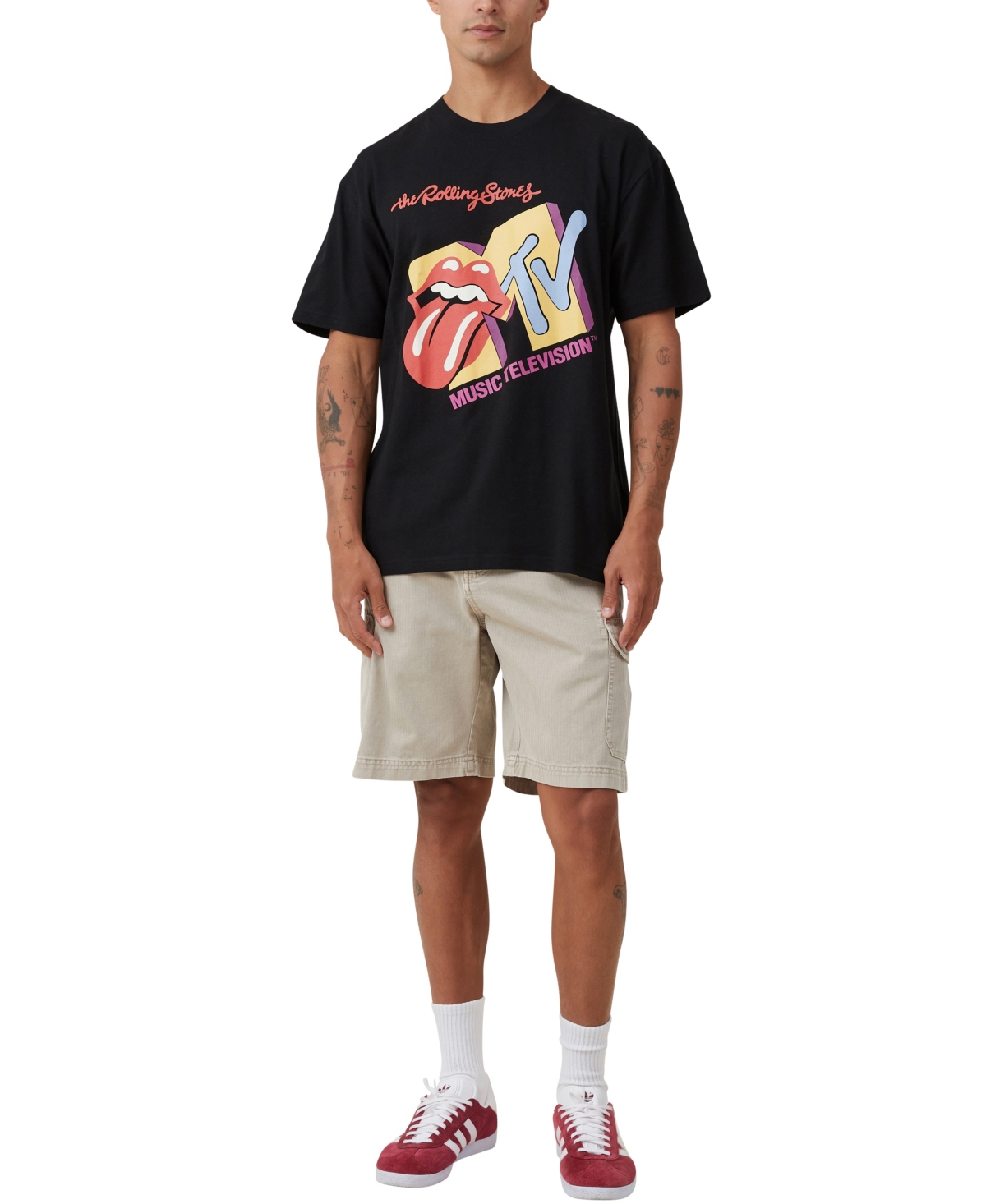 Shop Cotton On Men's Mtv X Rolling Stones Loose Fit T-shirt In Black