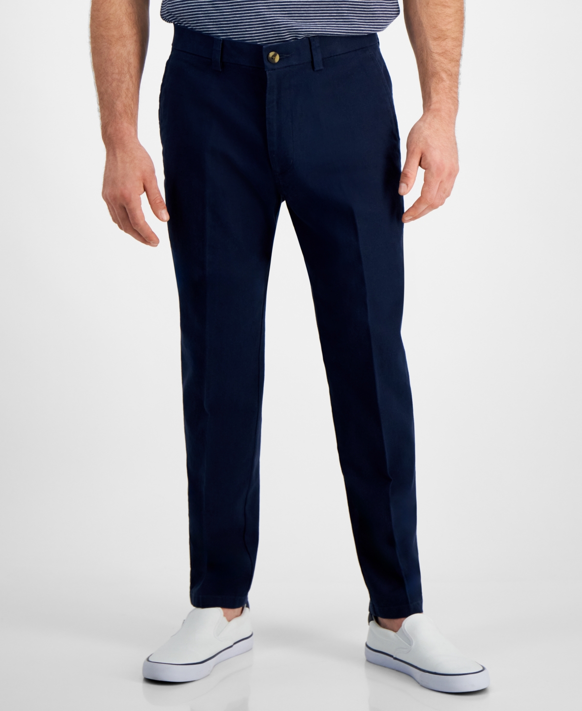 Kenneth Cole Reaction Men's Slim-fit Linen Pants In Navy