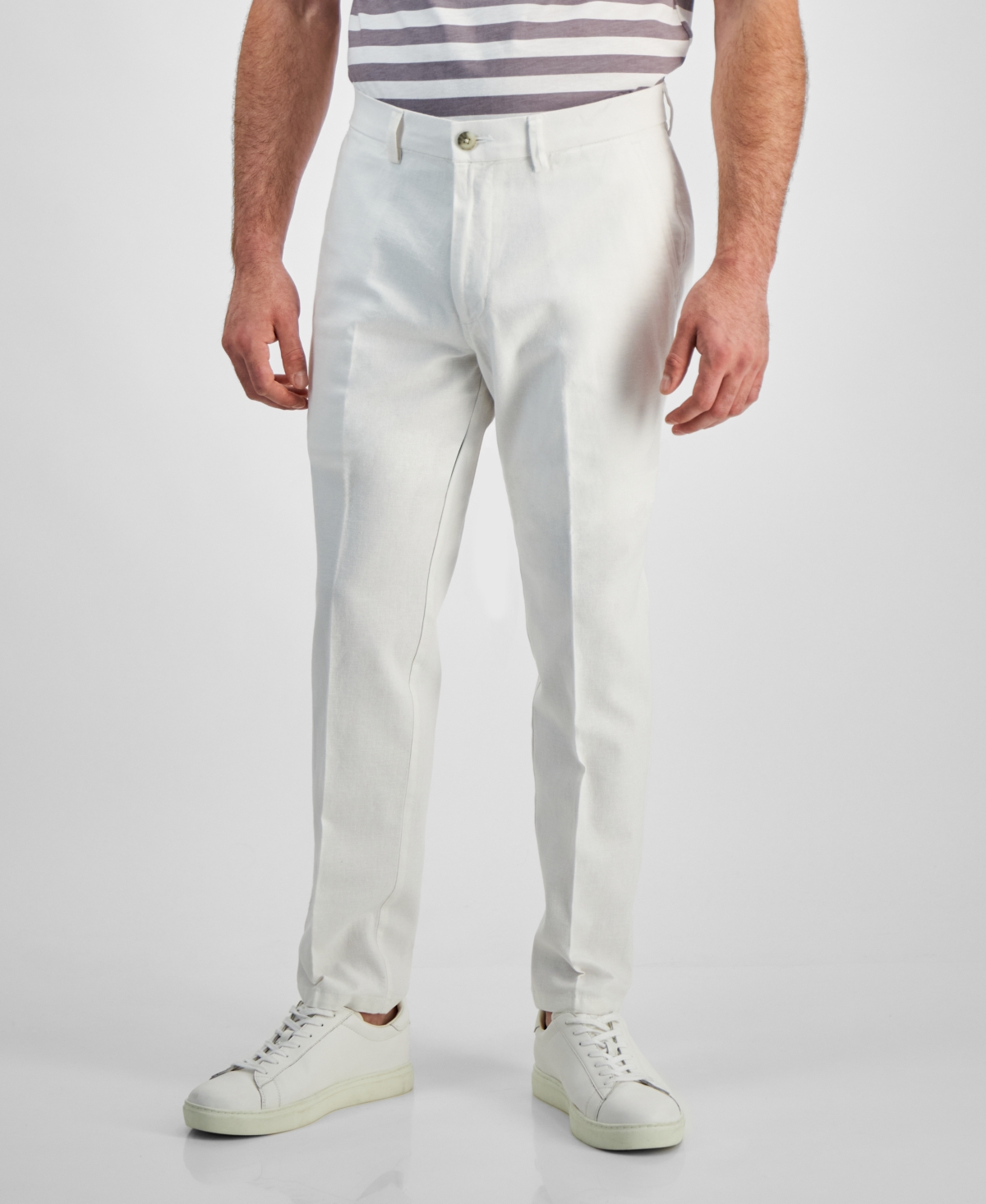 Kenneth Cole Reaction Men's Slim-fit Linen Pants In White