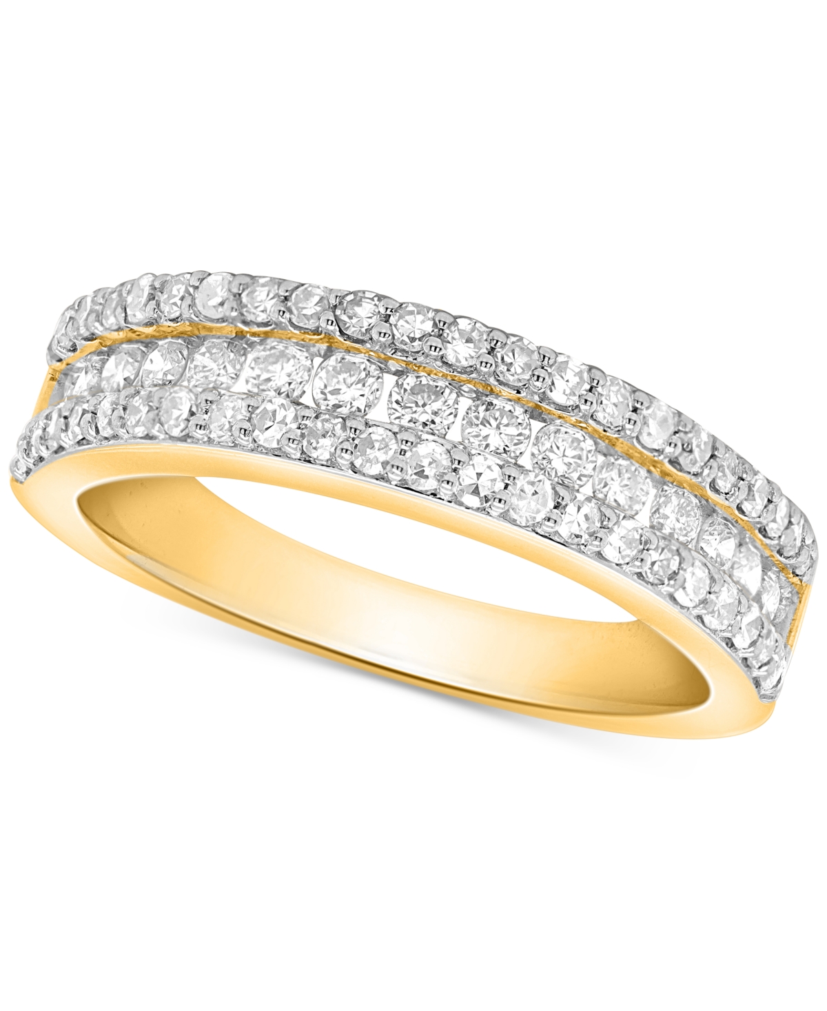 Forever Grown Diamonds Lab-Created Diamond Three-Row Band (3/4 ct. t.w.) in Sterling Silver or 14K Gold-Plated Sterling Silver - Gold-Plated Sterling