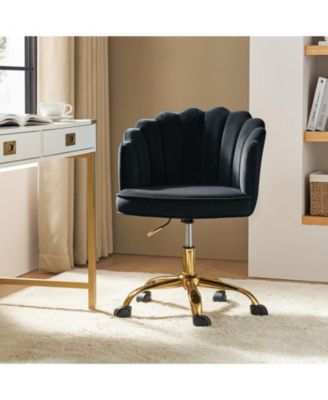 Woman Modern Cute Shell Back Upholstered Desk Chair for Vanity, Living Room