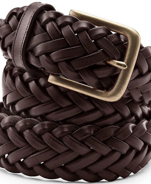 alfani Lands' End Men's Leather Braid Belt Men's Fashion & Accessories