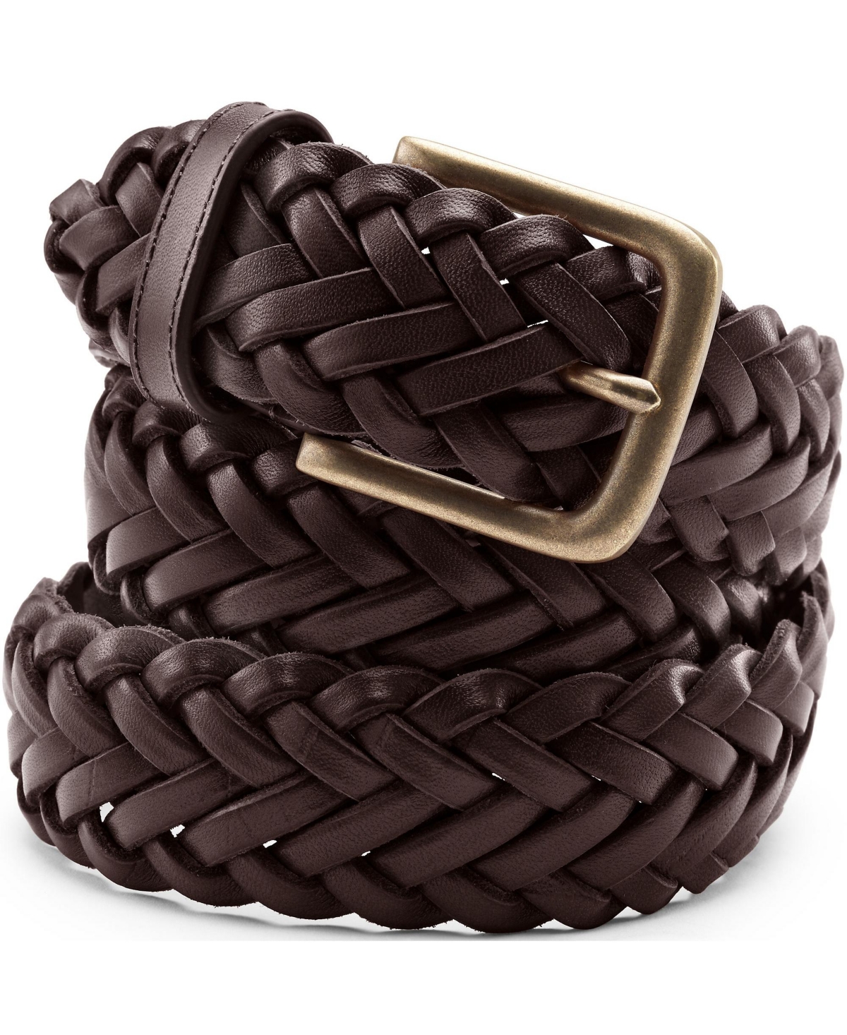 Men's Leather Braid Belt - Dark brown