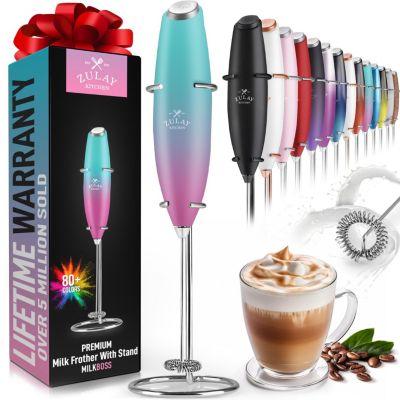 Handheld Milk Frother Stainless Steel Single Whisk with Stand