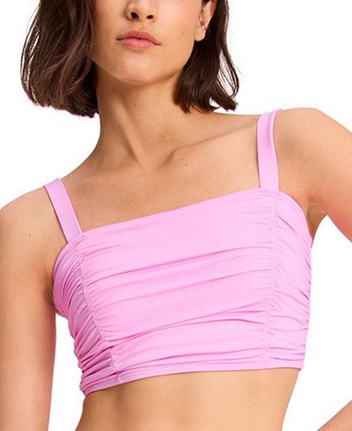 Women's Square-Neck Shirred Bikini Top - Carousel Pink