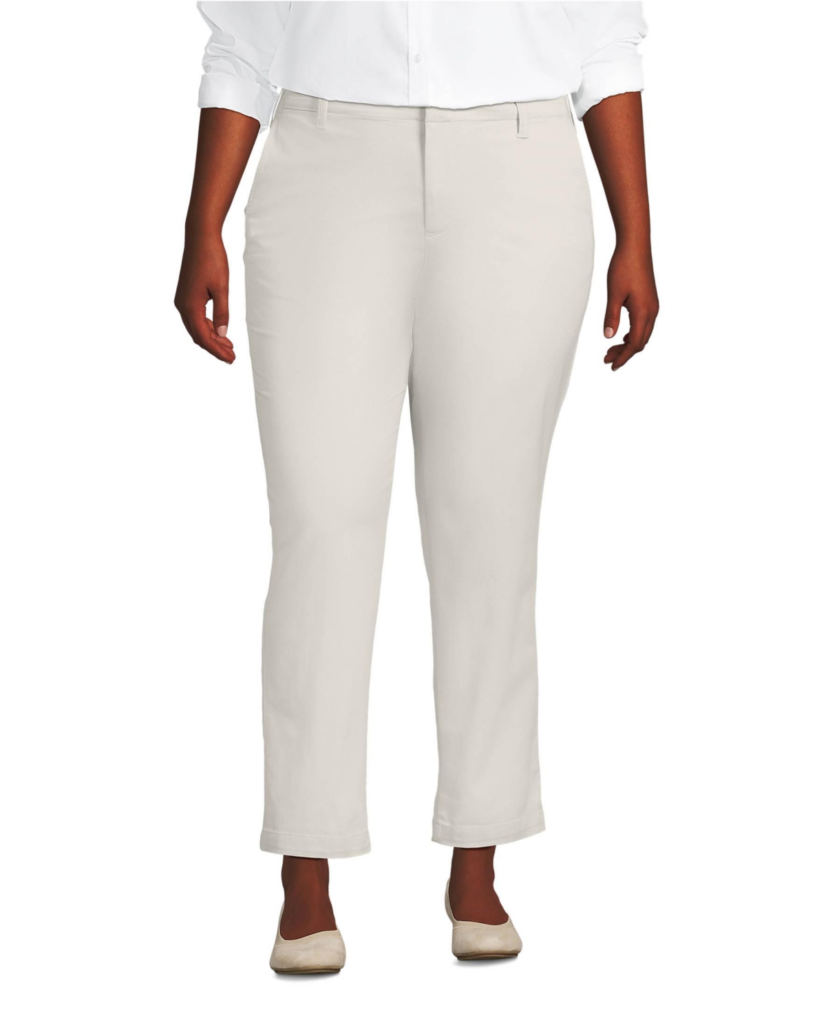 Lands' End Plus Size Mid Rise Classic Straight Leg Chino Ankle Pants