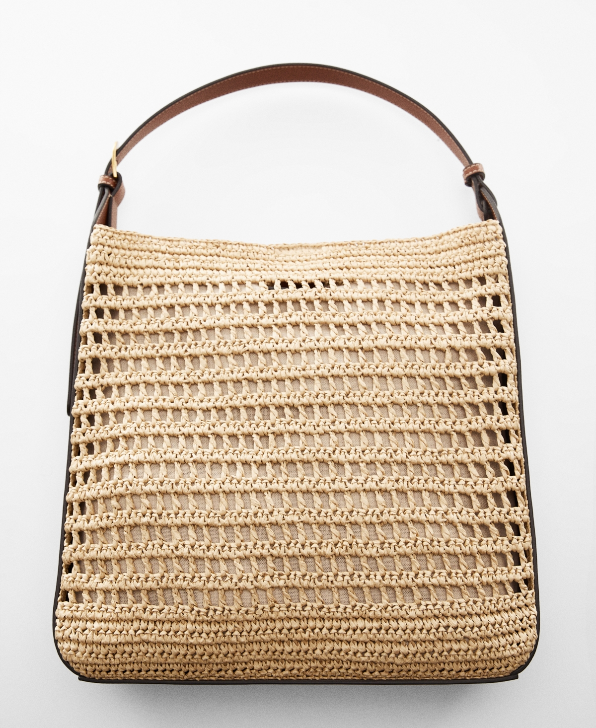 Shop Mango Women's Natural Fiber Sack Bag In Brown