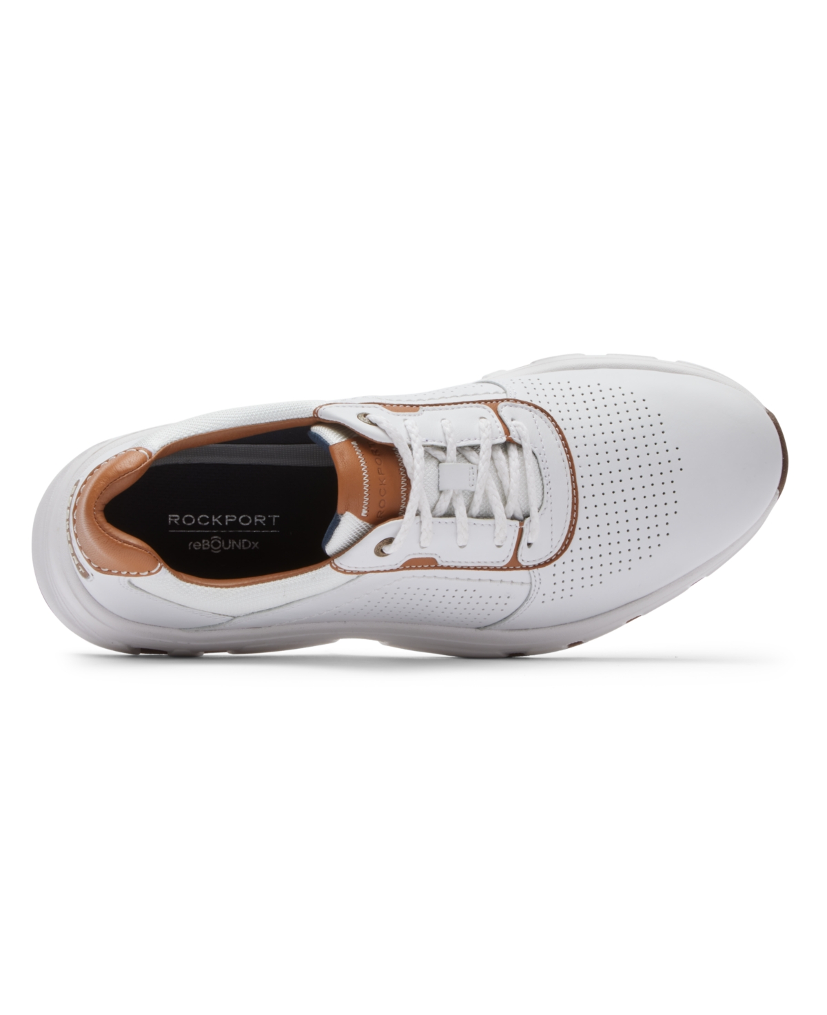 Shop Rockport Men's Reboundx Plain Toe Sneaker In White,tan