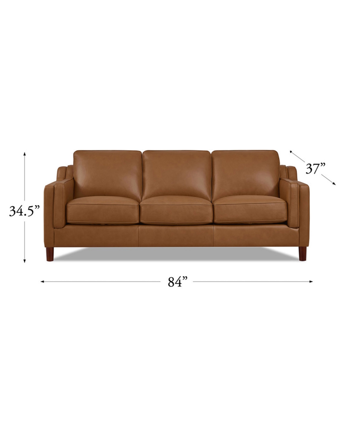 HYDELINE BELLA 84" TOP GRAIN LEATHER SOFA COUCH 