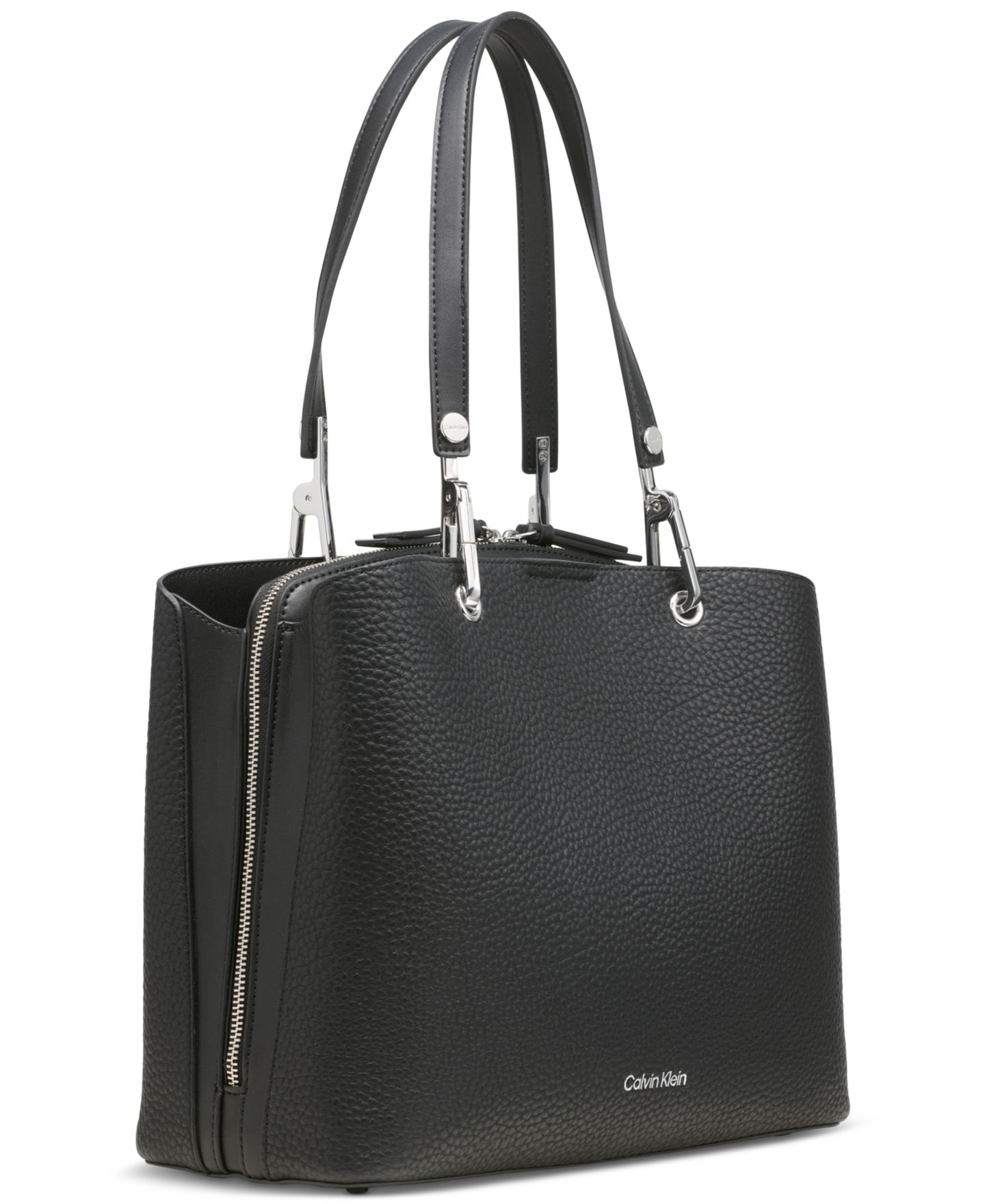 Женская сумка Calvin Klein Garnet Triple Compartment Tote, цвет: Чёрный серебряный — фото 4
