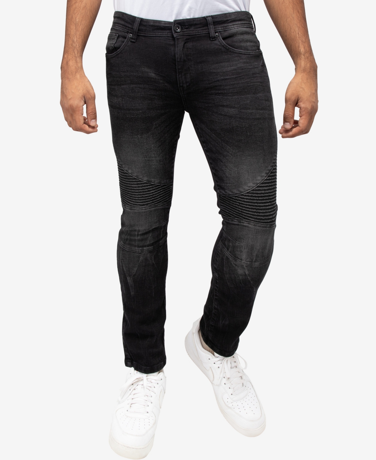 Men's Moto Slim Fit Jeans - Black Wash