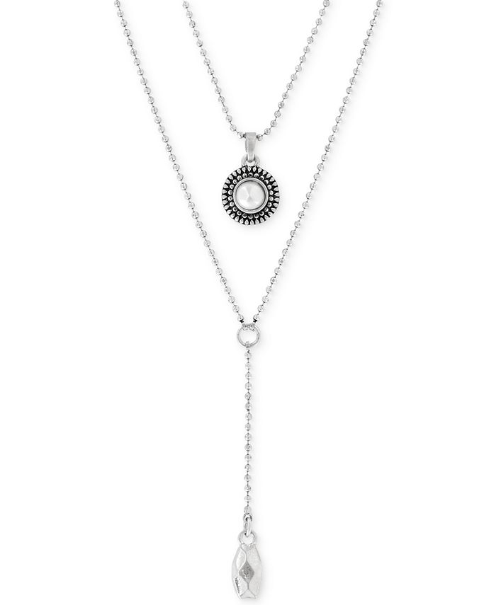Lucky Brand - Silver-Tone Freshwater Pearl Two-Row Y Long Necklace