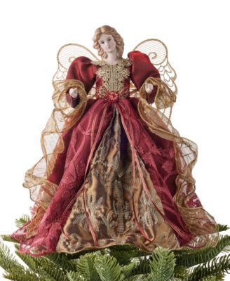 Holiday Lane - Gold and Red Angel Tree Topper