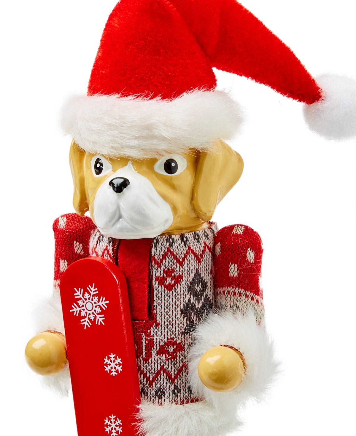 Holiday Lane Christmas Cheer White and Red Ski Dog Tabletop Decor, Exclusively at Macy's