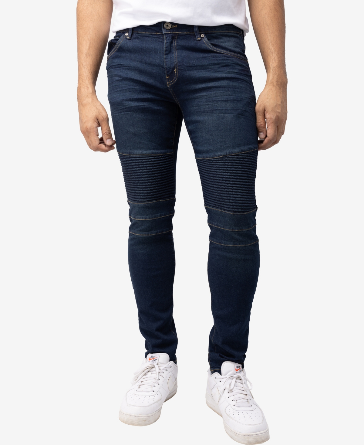 Shop X-ray Raw X Men's Skinny Fit Moto Jeans In Light Blue