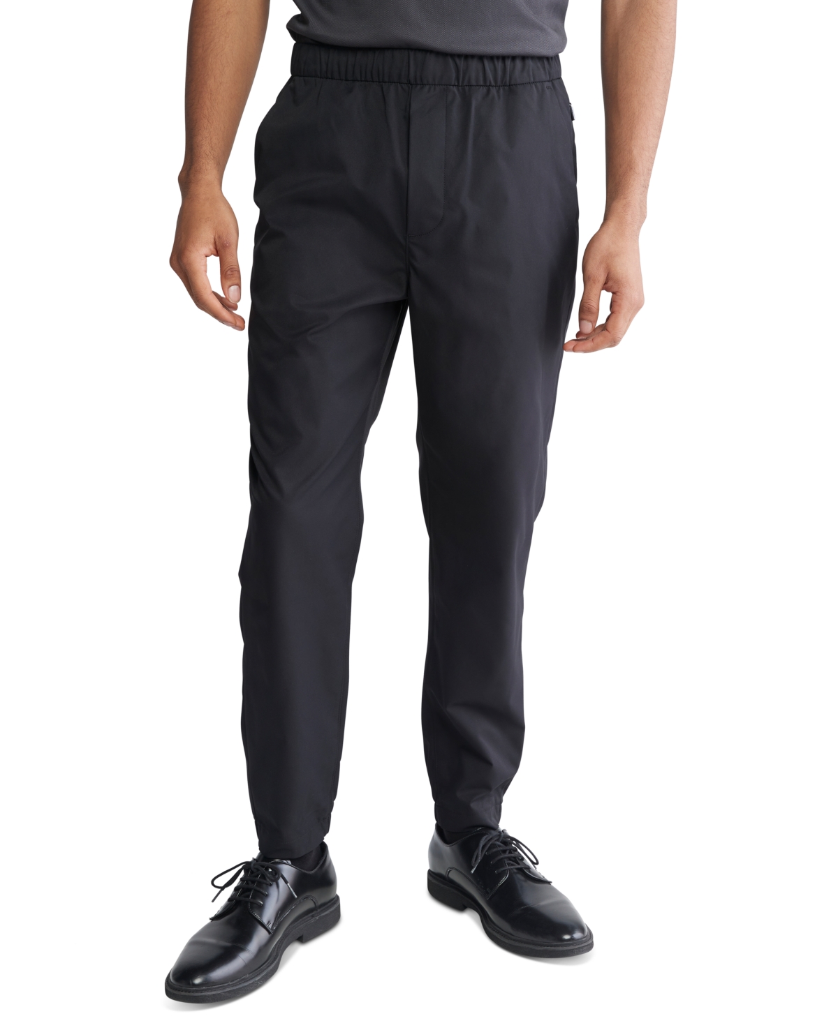 Shop Calvin Klein Men's Tech Slim-fit Solid Drawstring Pants In Black