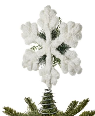 Holiday Lane Northern Holiday White & Green Snowflake Tree Topper, Exclusively at Macy’s