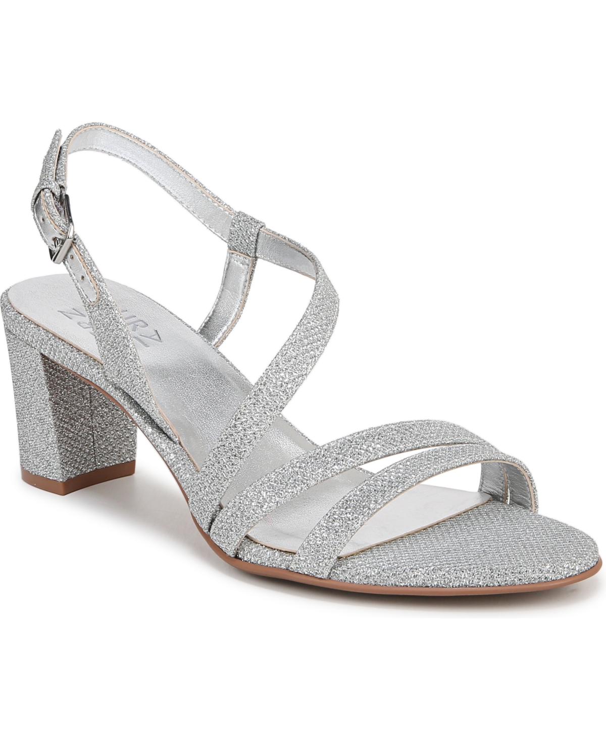 Vanessa Strappy Dress Sandals - Silver Glitter Fabric
