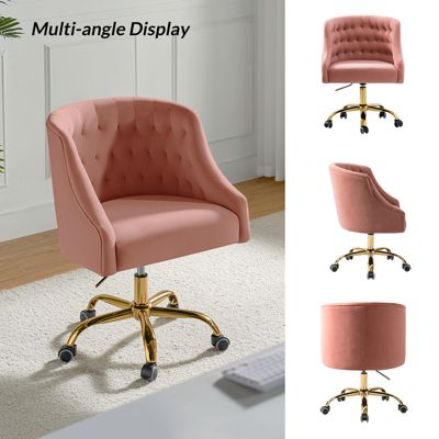   Standard   Velvet, Gold Metal   Stylish, Compact Desk Chair
