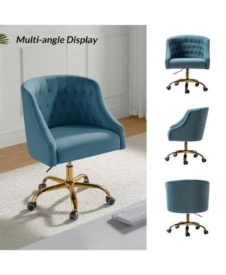   Standard   Velvet, Gold Metal   Stylish, Compact Desk Chair