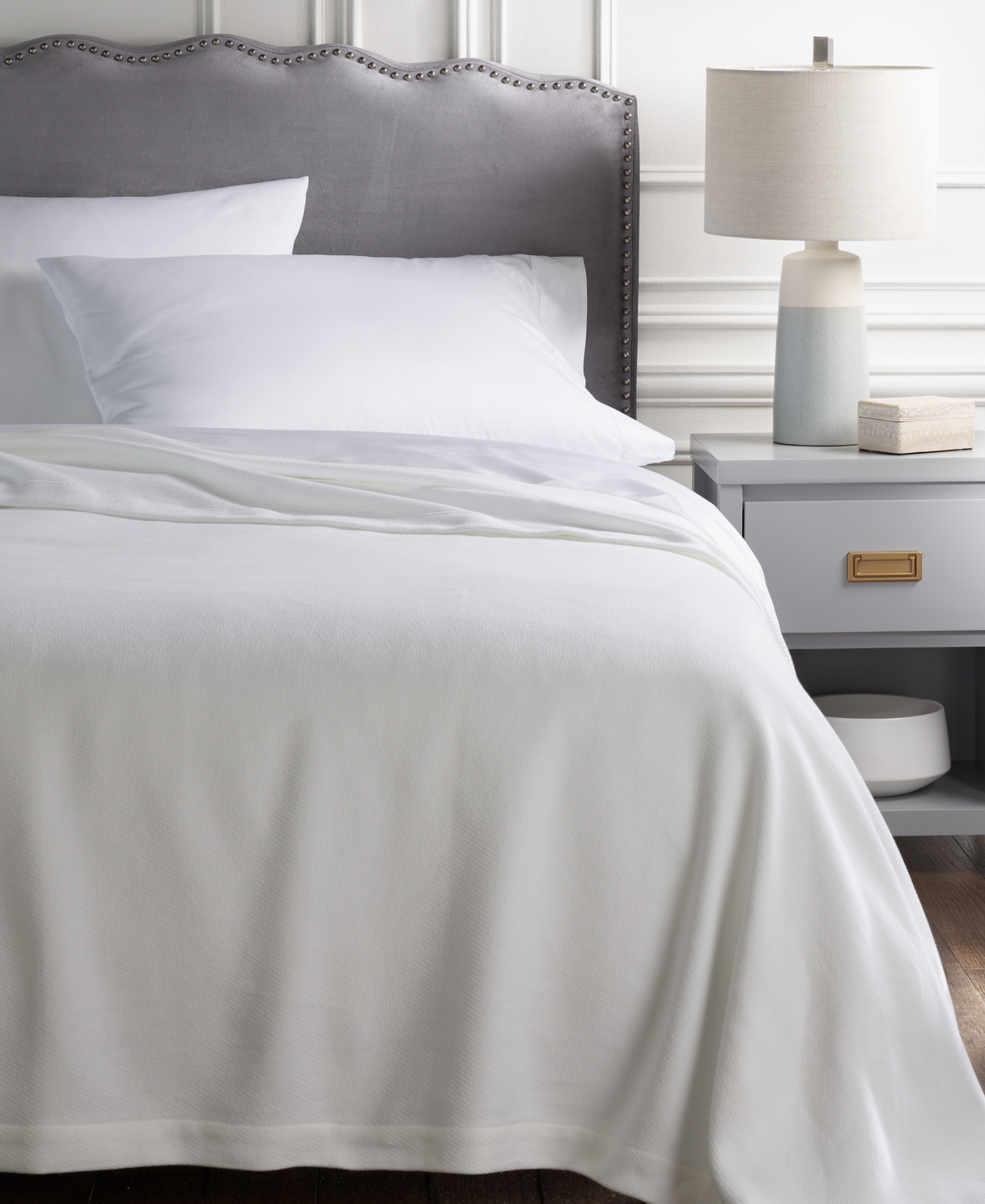 Sferra Allegra Cotton Blanket, Twin In Gray