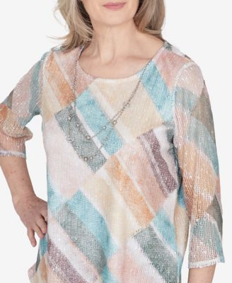 Scottsdale Women's Stained Glass Popcorn Top With Necklace