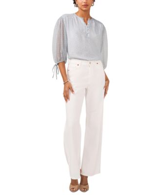 Women's Printed Pintuck 3/4-Sleeve Blouse