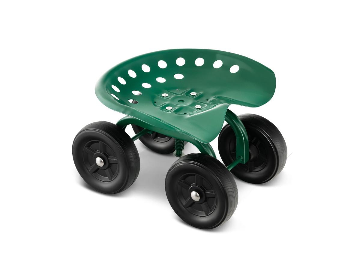 Garden Rolling Workseat with 360&#xB0;Swivel Seat and Adjustable Height-Green - Green