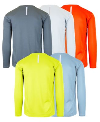 Men's Long Sleeve Moisture-Wicking Performance Crew Neck Tee -5 Pack