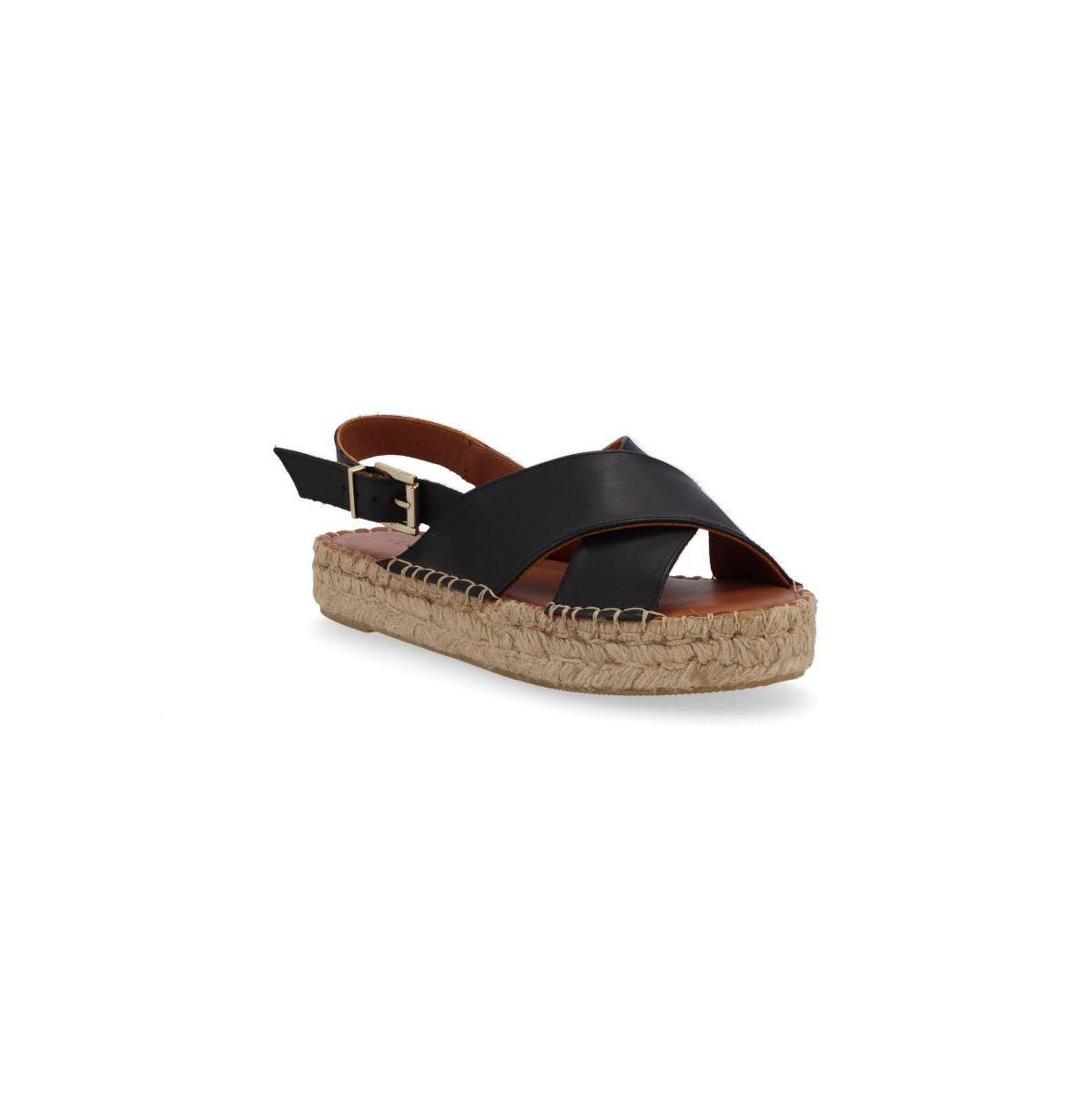 Women's Crossed Leather Sandals - Camel